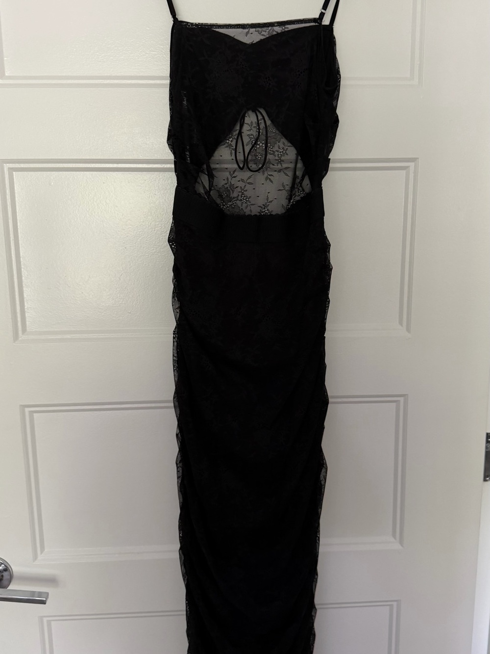 For Love & Lemons Black Ruched Cutout Midi Dress - Picture 5 of 6